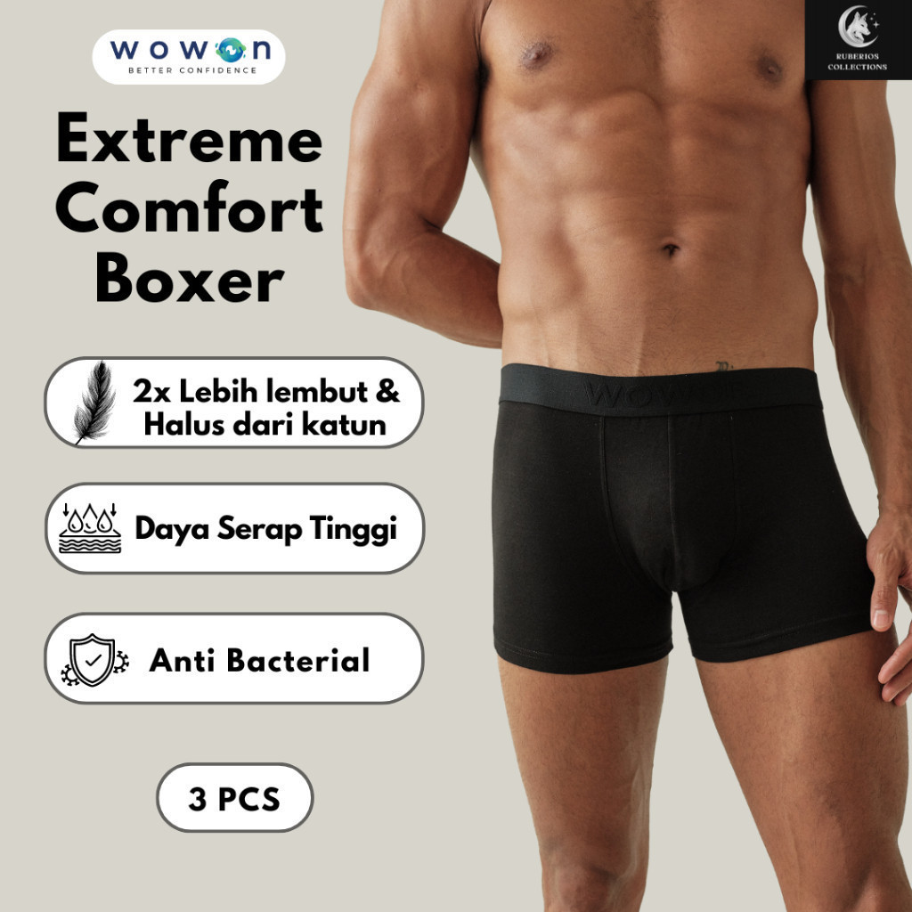 Wowon Men Boxer - Celana Dalam Pria - 3 PCS - Extreme Comfort
