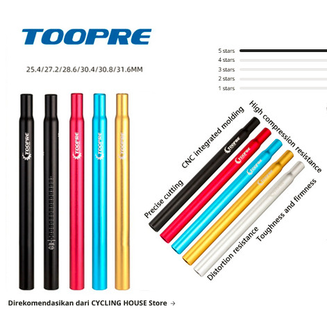 Seatpost 25.4  27.2  28.6 x 350mm Toopre Tiang Sadel