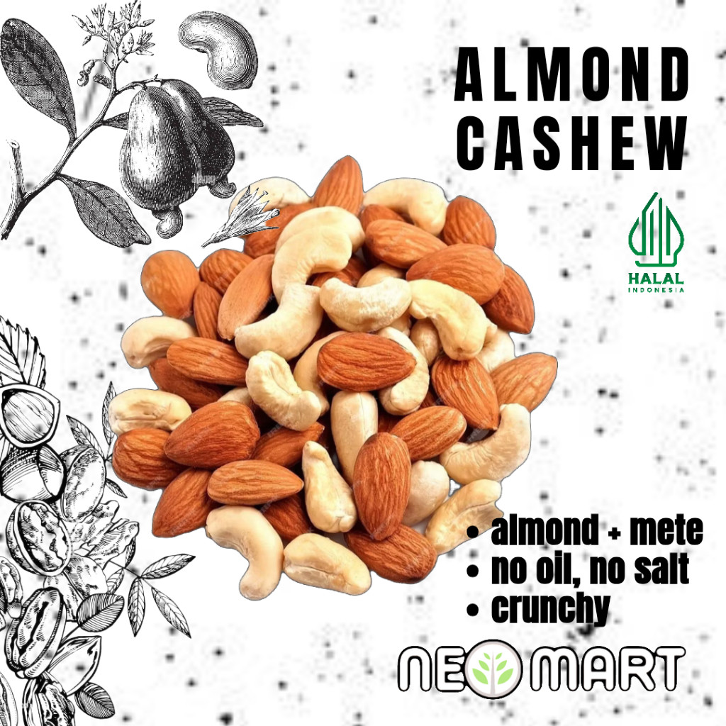 

Mix Nut Organic Neo 500gr(1/2kg)/Almond Cashew Premium Quality Fresh/Almond Mete