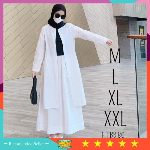Baju Healing Termurah / Beautyshirt~ AERA ONE SET - Setelan Rok Outer Full Kancing Depan Bahan MAGNO