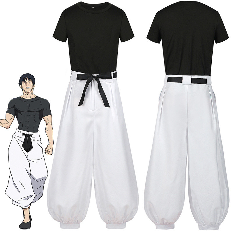 Jujutsu JJK Manga Anime Fushiguro Toji Satoru Gojo Cosplay Costume Wig T-shirt Pants Rose Net Hallow