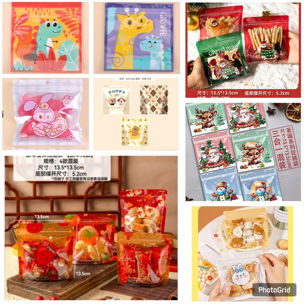 (Delin) (50 lembar) Plastik Klip Kuromi stella lou Plastik Zipper Kemasan Cookies 13.5cm Roti Snack 