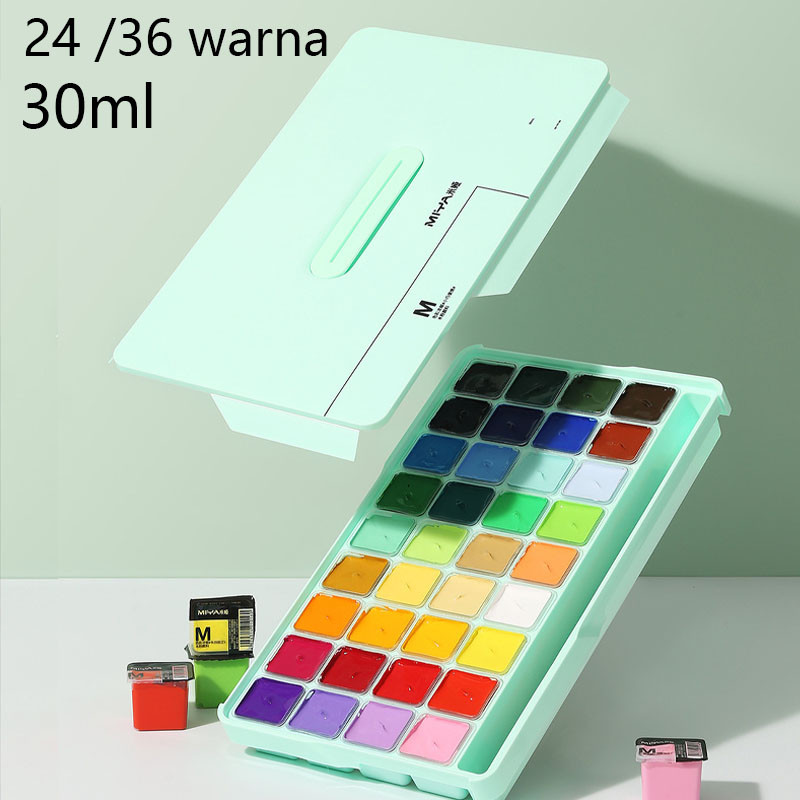 

24 Warna Colors Miya Himi Gouache Cat Air Lukis Gouache Paint Set 30ml Watercolor
