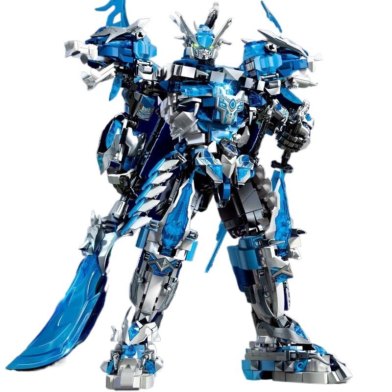 New Creative Three Kingdoms Mechanized Green Dragon Guan Yu Zhang Fei Zhao Yun Building Blocks Robot