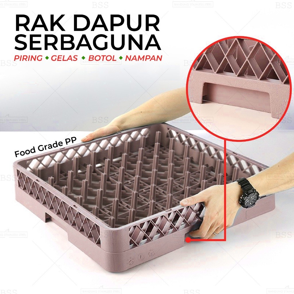 Keranjang Rak Piring Mangkuk Catering Plastik Krat Gelas Botol 64 sekat 5.5x5.5cm Box Mangkok Kontai