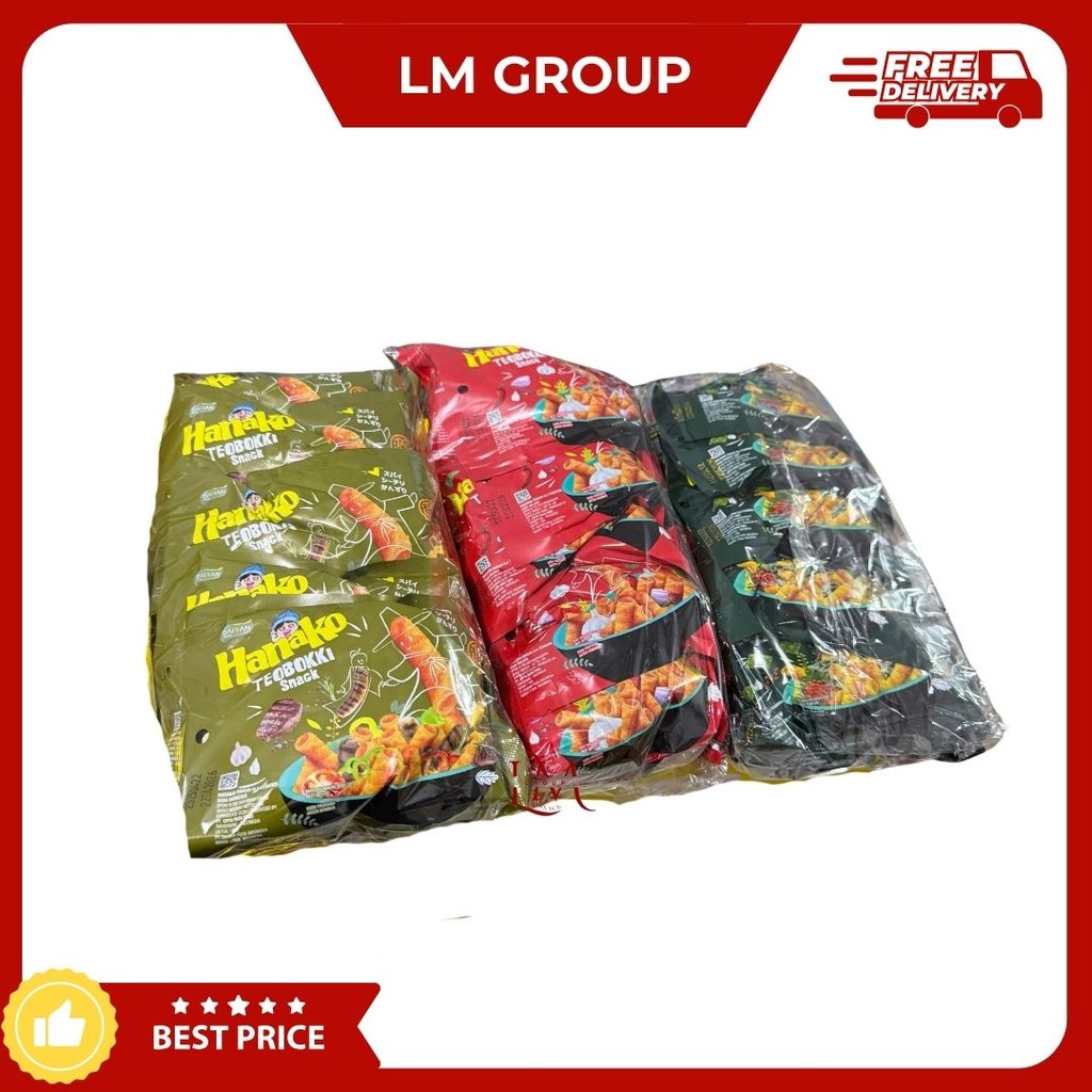 

Hanako Teobboki Snack Cemilan Rasa Barbeque/Spicy Chili/Seaweed 1 Pack isi 10 pcs x 13gr