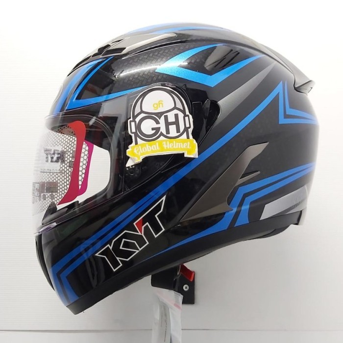 Helm Termurah HELM FULLFACE KYT FALCON 2 MOTIF CARBON BLACK BLUE