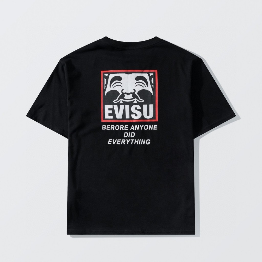 Kaos Distro EVISU  Pria Wanita d Baju Boxy Fit T Shirt - Official Merchandise