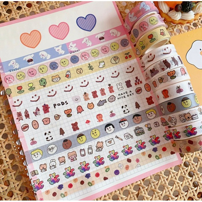 

1 Piece Washi Tape Isolasi Lucu Motif Cartoon Gwiyeo