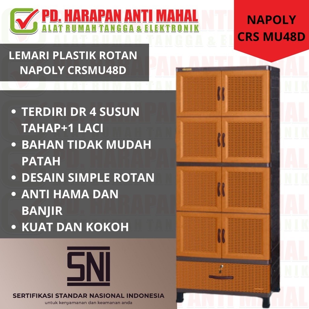 LEMARI PLASTIK NAPOLY CRS MU48D/ LEMARI BAJU NAPOLLY CRS MU 48D/ LEMARI PAKAIAN NAPOLY CRS MU48D/ LE
