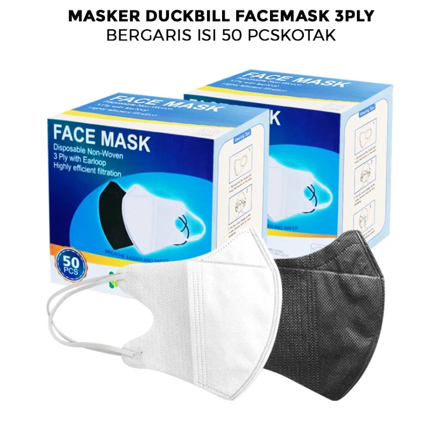 JA (CEK WARNA) MASKER DUCKBILL 50 PCS TEBAL BOX ISI 50 PCS FACEMASK FILTCARE FACE MASKER 50PCS