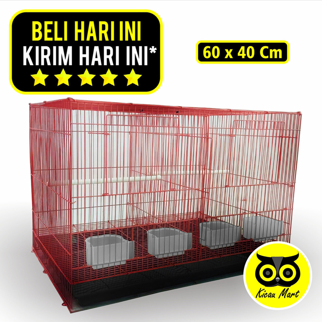 KICAU MART Sangkar Umbaran Kandang Sekat Size 60x40x40 Sangkar Kotak Besi Ternak Burung Lovebird Hew