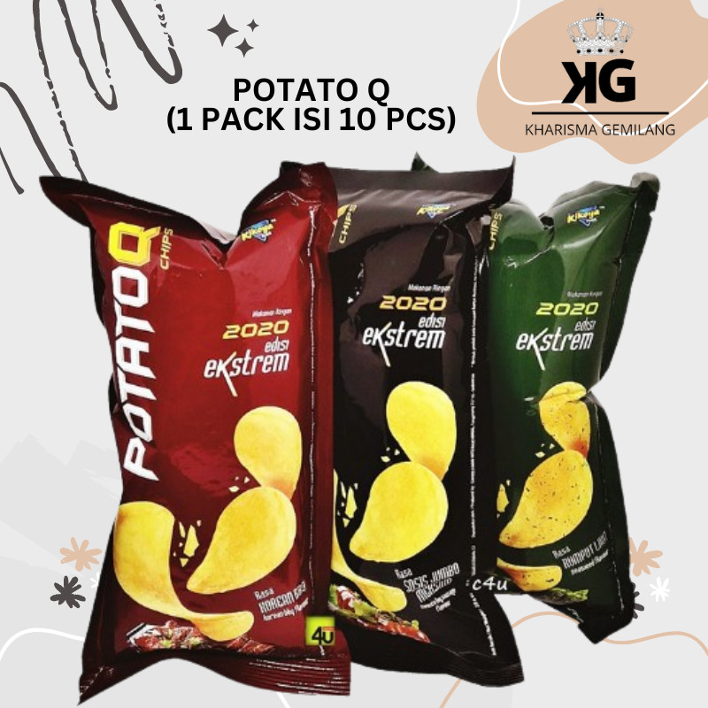 

KG - POTATO Q 28g (1 PACK ISI 10 PCS) Snack Chiki Chips Keripik Kentang Asin Gurih Anak Dewasa Murah