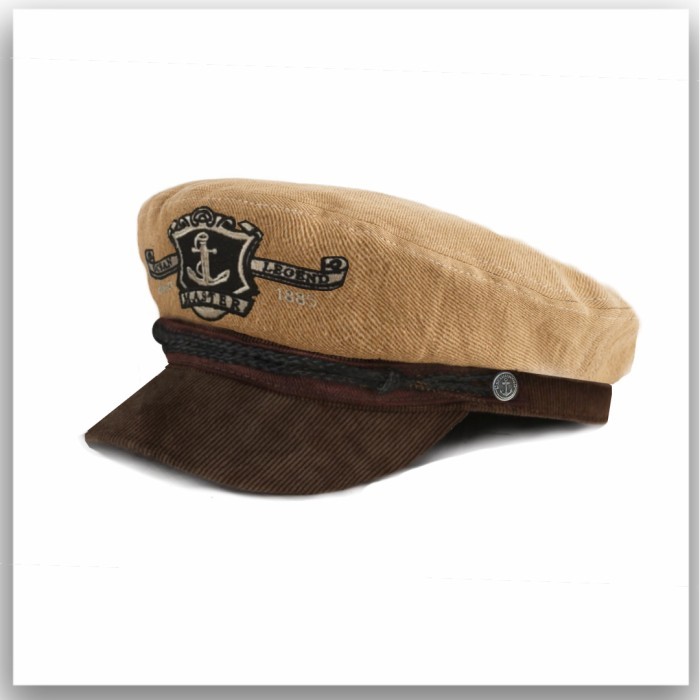 Topi Pelaut/ Fiddler Cap/ Topi Captain/ Topi Sailor/ coklat twill - 56