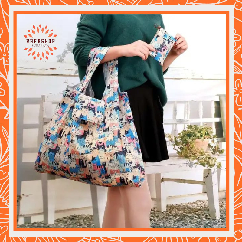 HOME132 TAS LIPAT ECO BAG / TAS BELANJA LIPAT / SHOPPING BAG / ECO BAG MOTIF ANTI AIR UKURAN BESAR