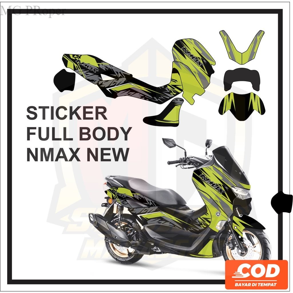 Striping Decal Stiker NMAX 2022 2021 NEW Motor NMAX Full Body Baru Motif Garis Hitam dan Hijau Keren