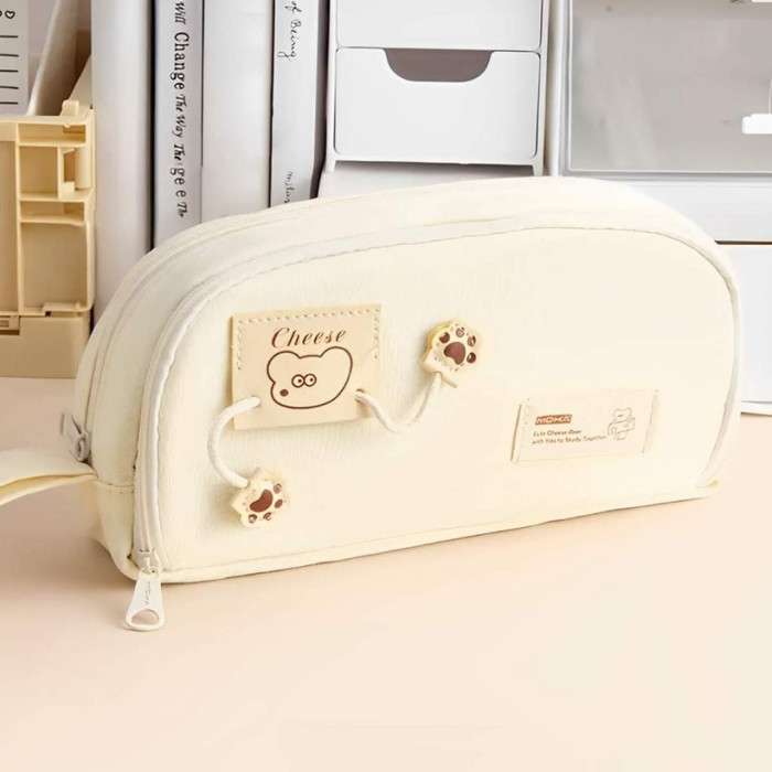 

[New]Best MK921 Tas Pensil Anak Sekolah Motif Kartun | Kotak Pensil Jumbo Kapasitas Besar | Tempat Pensil Lucu - Cream