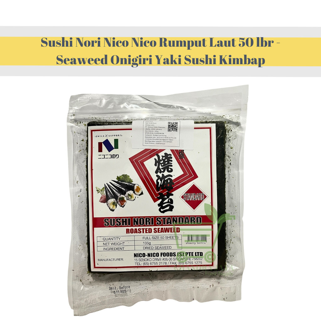 

Sushi Nori Nico Nico Rumput Laut 50 lbr - Seaweed Onigiri Yaki Sushi Kimbap