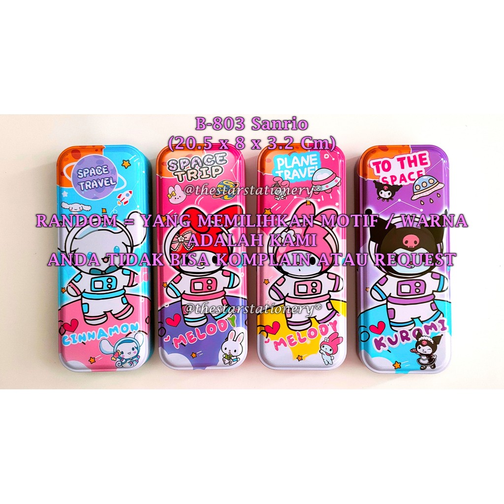 

(1 Biji) GROSIR Kotak Pensil Kaleng Sanrio B-803 / Tempat Pensil Kaleng 20.5*8*3.2 Cm