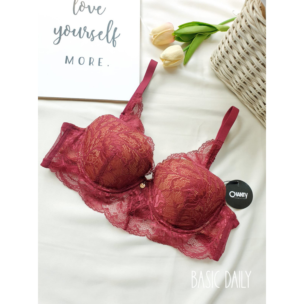 Bra Chanty Push up dan Non Push up | Lace Maroon Elegant - 6062
