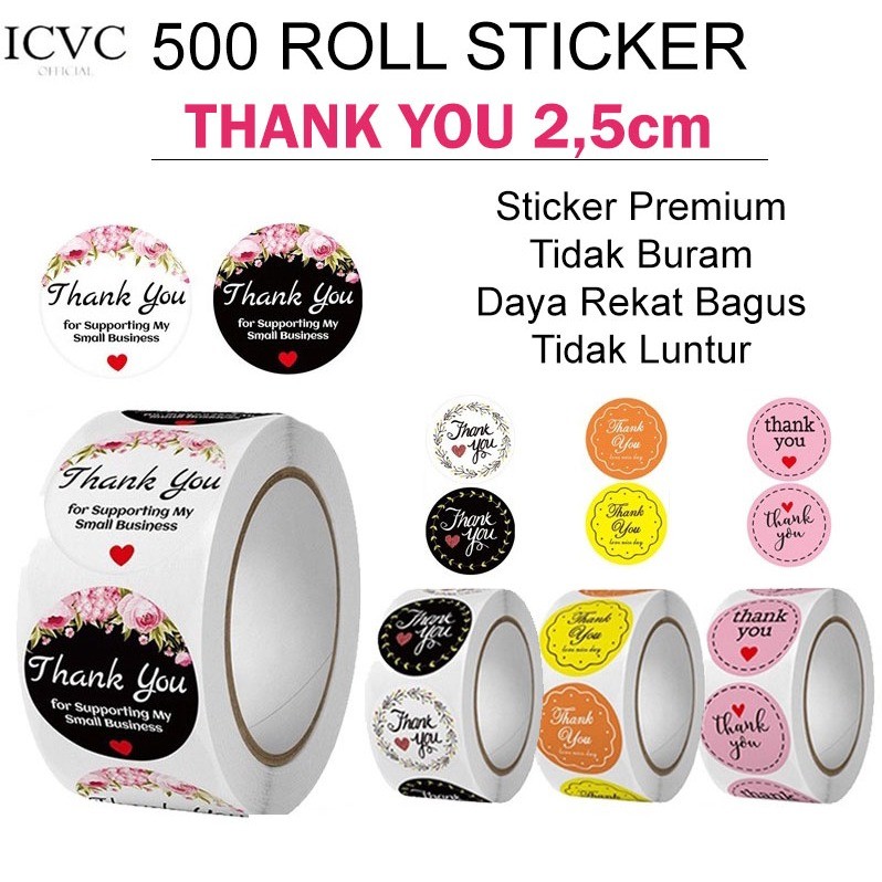 

SGB STICKER THANK YOU TEMPEL MOTIF LUCU / STIKER UCAPAN TERIMAKASIH BULAT COLORFUL