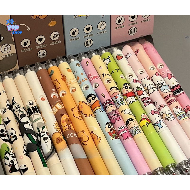 

Pulpen Lucu karakter set 4 pcs bisa berubah muka, pulpen hello kitty, pulpen shinchan, capybara, panda, pulpen 0,5 mm, pulpen refill 10 pcs