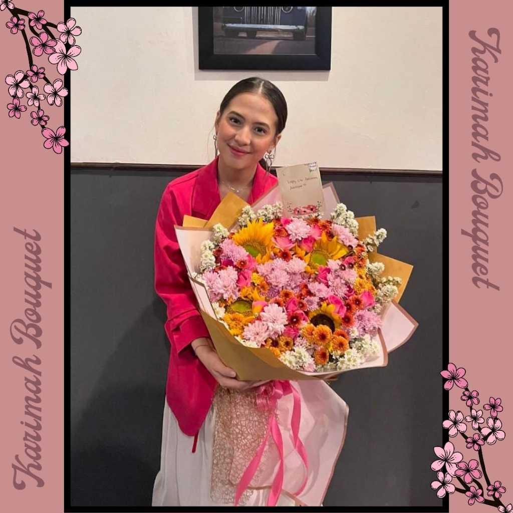 KIRIM INSTANT Buket Bunga Flower  Mix Flower Large Buket Wisuda  Bouquet Bunga  Bucket Bunga Wisuda 