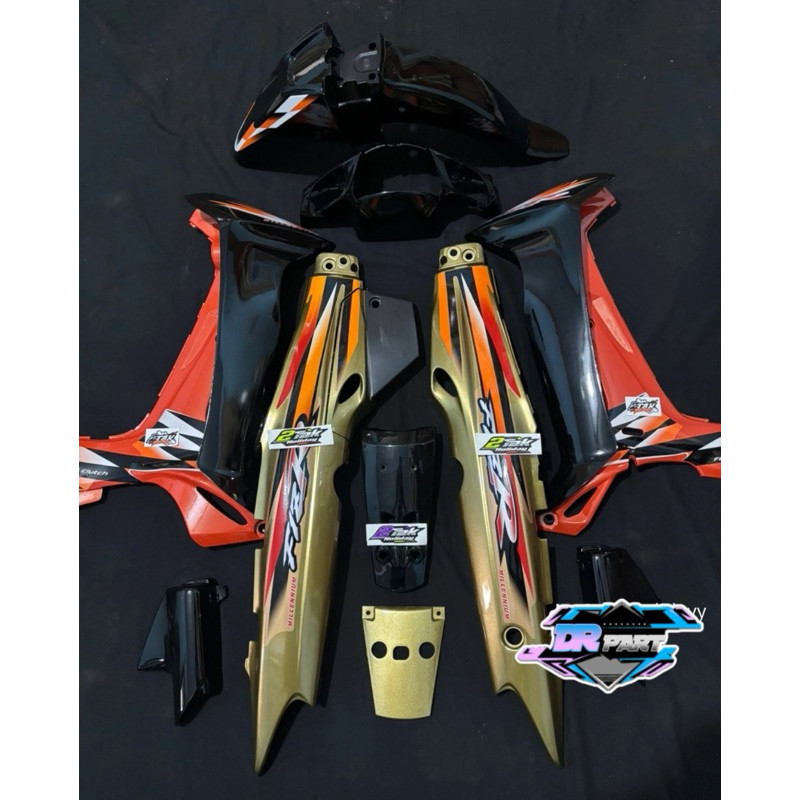 full set cover body bodi halus fullset motor Yamaha fiz r fizr milenium warna orange silver