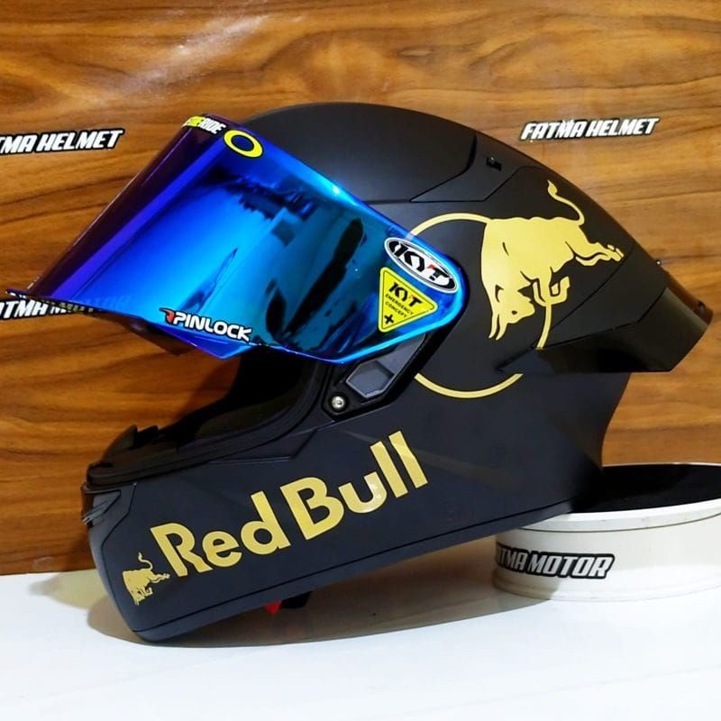 Helm Full Face KYT TT-Course Plain Matt Black Hitam Doff Solid Polos Redbull Original