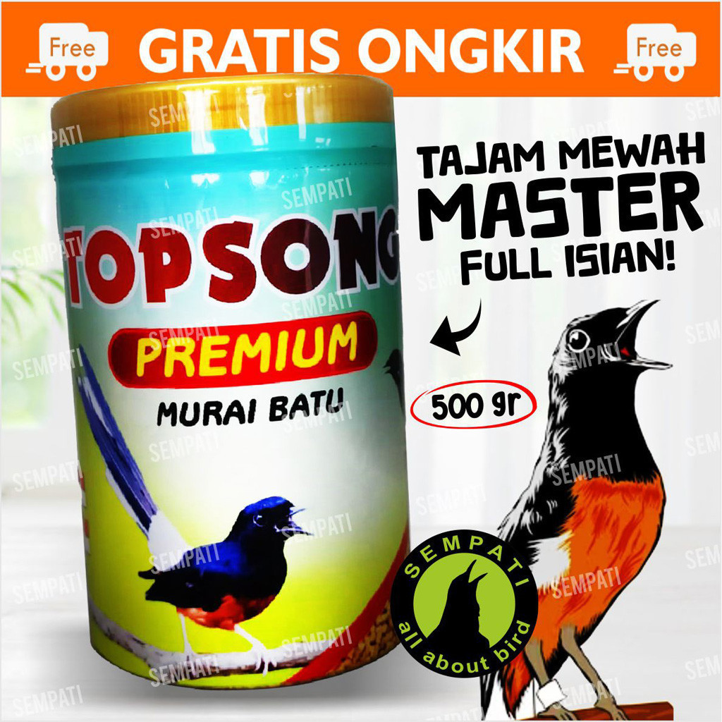 SEMPATI Topsong Top Song Premium Pur Voer Murai Batu Kemasan Toples 500gr Pakan Burung Murai Batu Ka