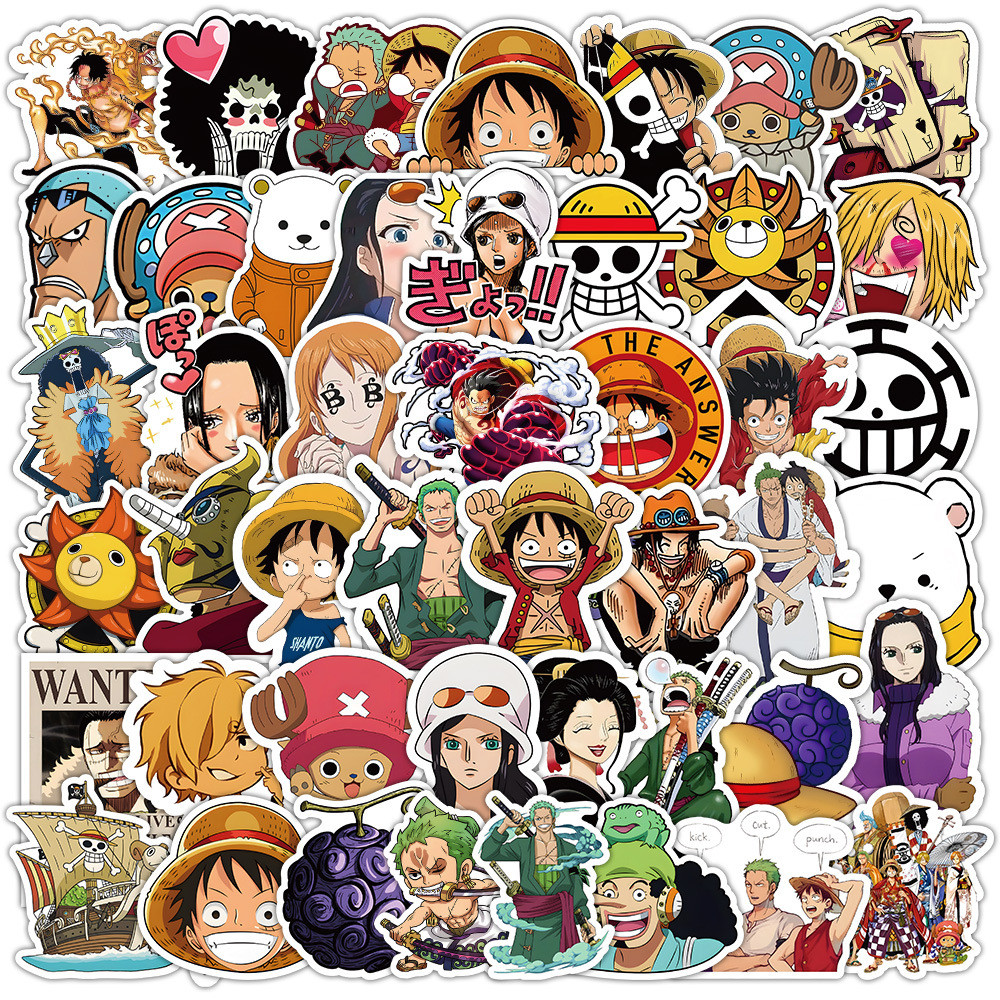 

50pcs One Piece Cartoon Graffiti Stickers Skateboard Water Bottle Notebook Mobile Phone Kid Toy Decal Sticker Diy Decoration