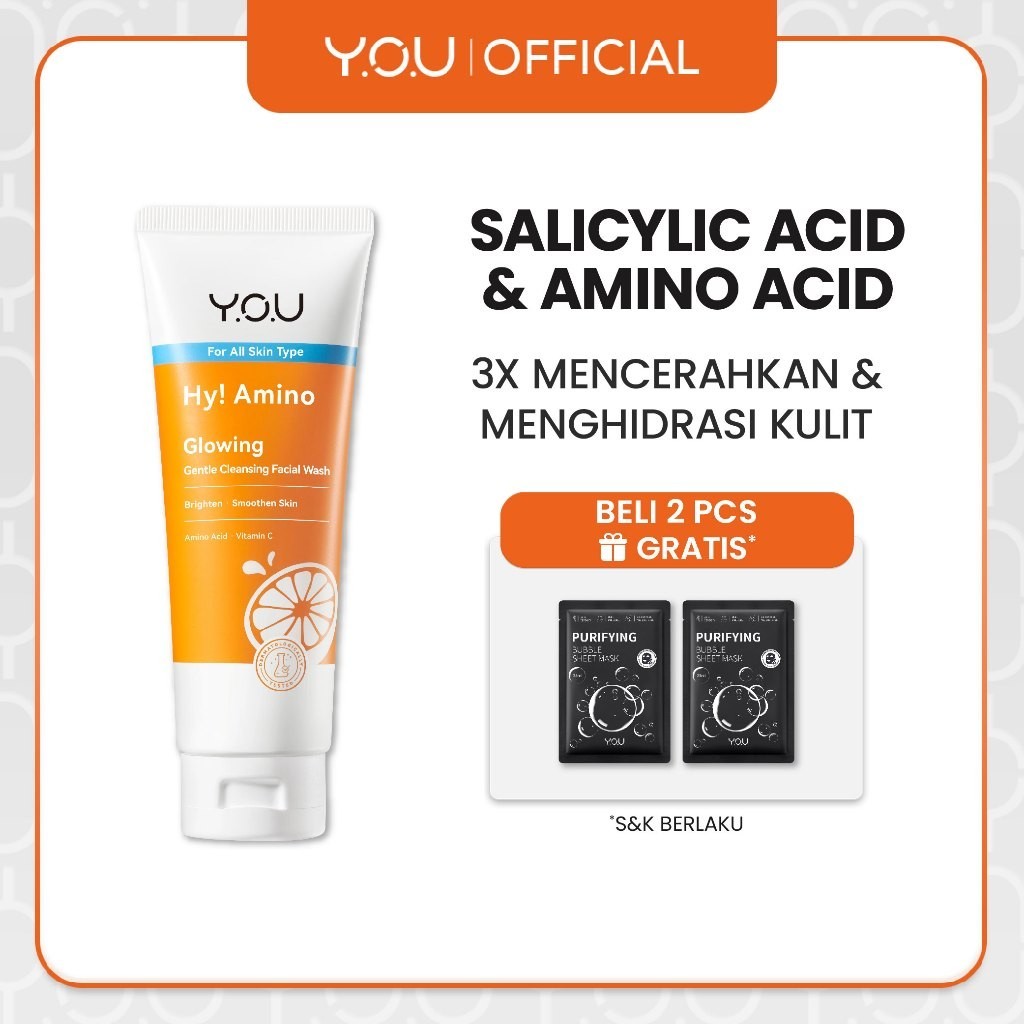 YOU Hy Amino Glo-Win Brightening Facial Wash Mencerahkan Niacinamide Glowing Skin YOU Skincare Cosme