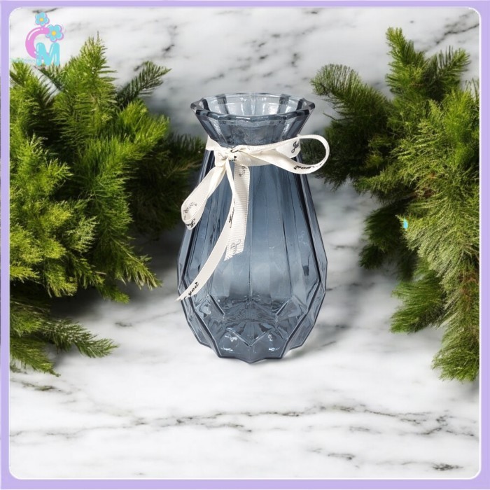 

- NISEVEN Vas Bunga Kaca Estetik Crystal Ribbon Flower Vase - P-02 -