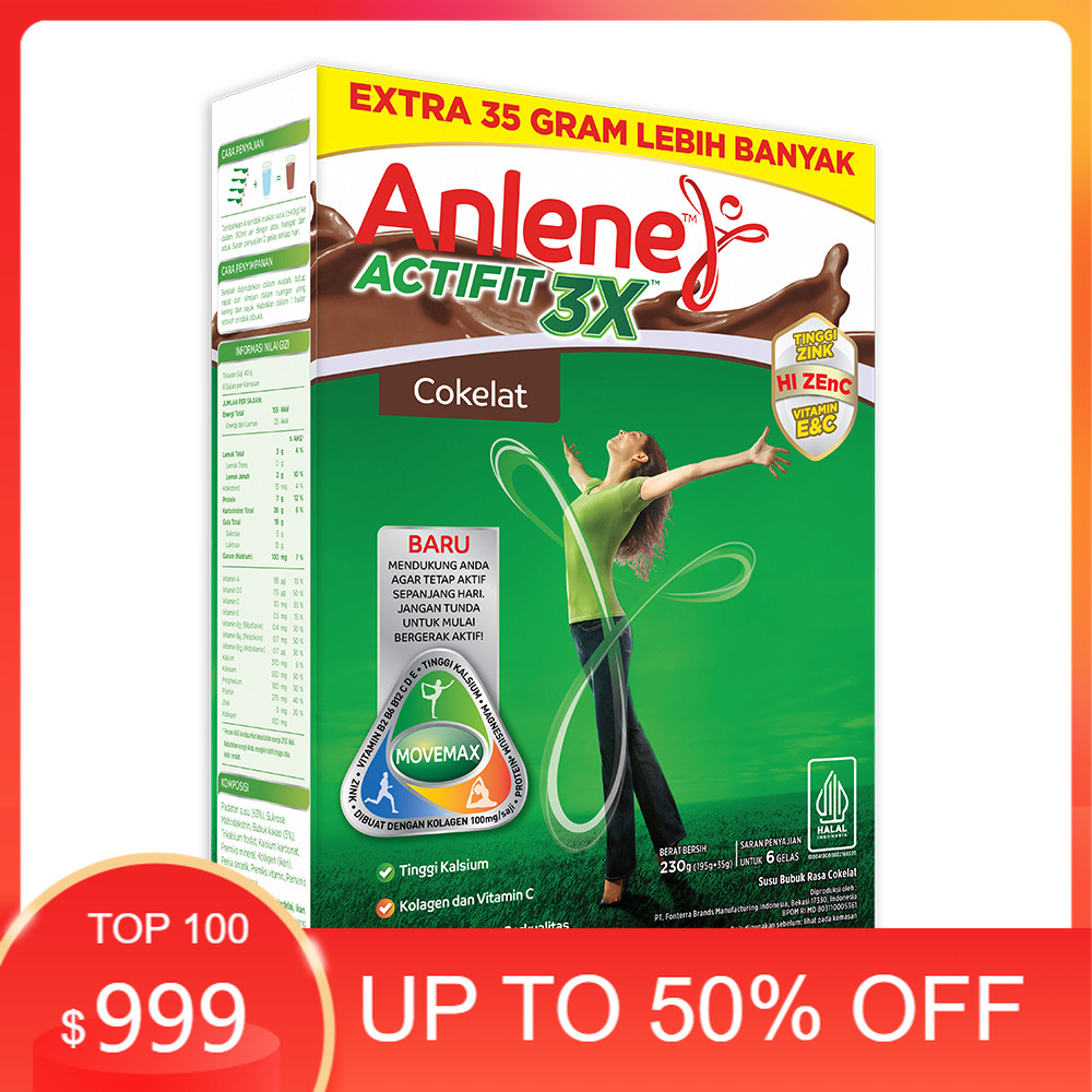 

Anlene Actifit 3X Susu Bubuk Dewasa Cokelat 230gr - Nutrisi Tinggi Kalsium Untuk Tulang, Sendi, dan Otot