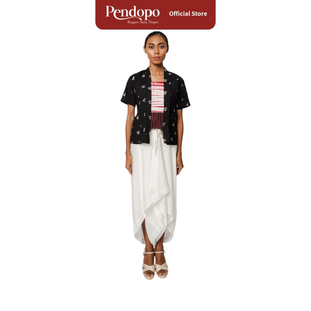 Pendopo Ukuran S Kebaya Wanita Jumputan 0423 - Hitam Busana Wanita Kebaya Kutu Baru Women Blouse Keb