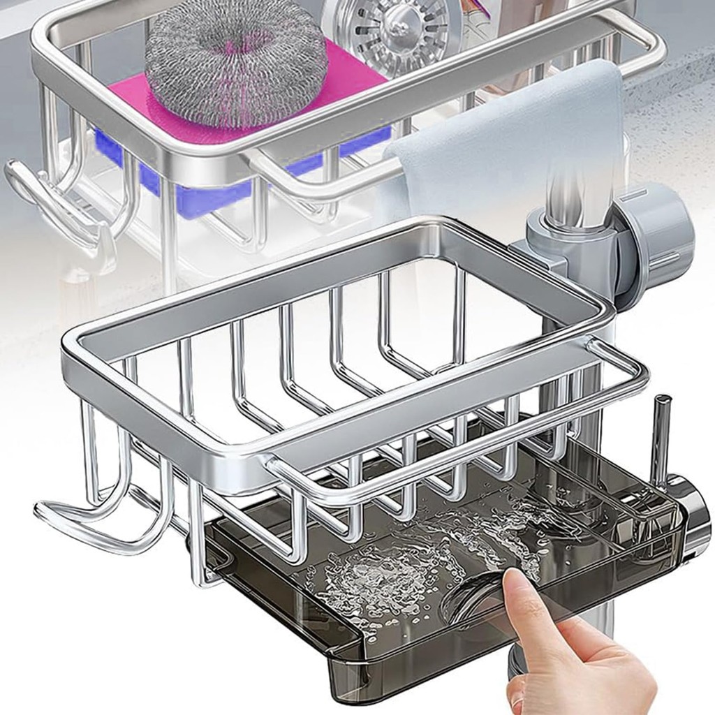 Kitchen Sink Faucet Organizer,  Sponge Holder for Kitchen Sink, Sink Organizer for 0.7-1.1inch Round