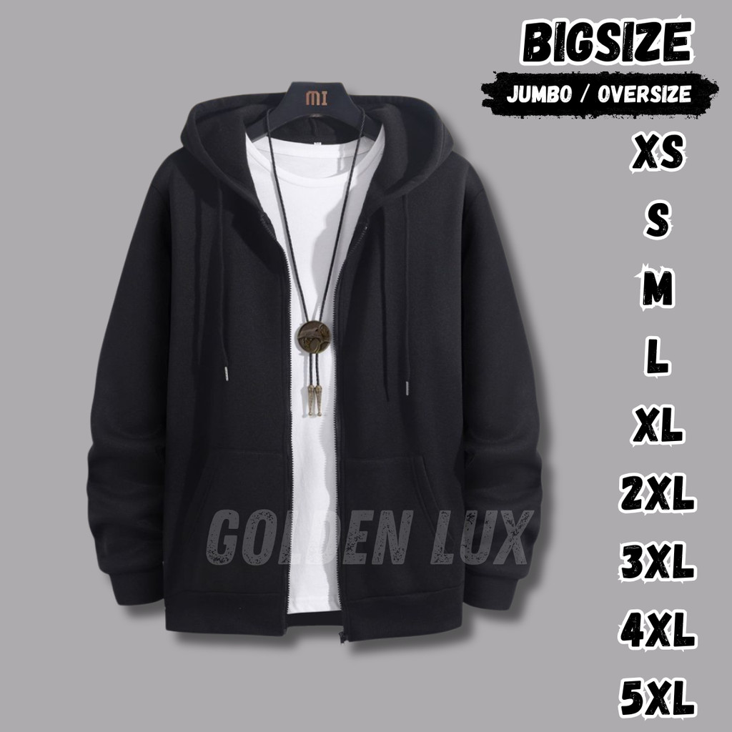 Jaket Hoodie Zipper Pria Wanita Distro Jumbo Oversize 5XL 4XL 3XL 2XL XL L M Tebal Kekinian Premium