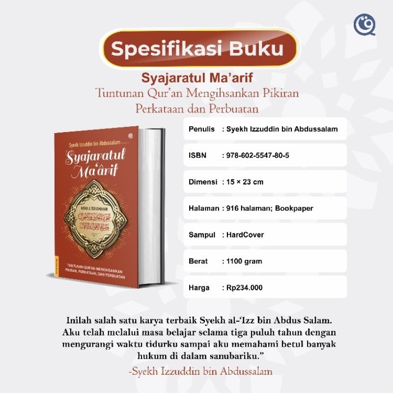 Buku Terjemah Syajaratul Ma‘arif (HC) Terjemahan Syajarotul Maarif Syekh Izzuddin bin Abdussalam - Q