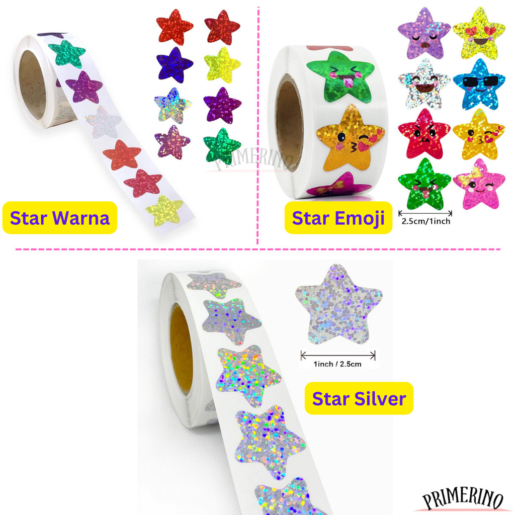 

500 Pcs Stiker Motif Bintang Star Sticker Reward Stiker Star Glitter
