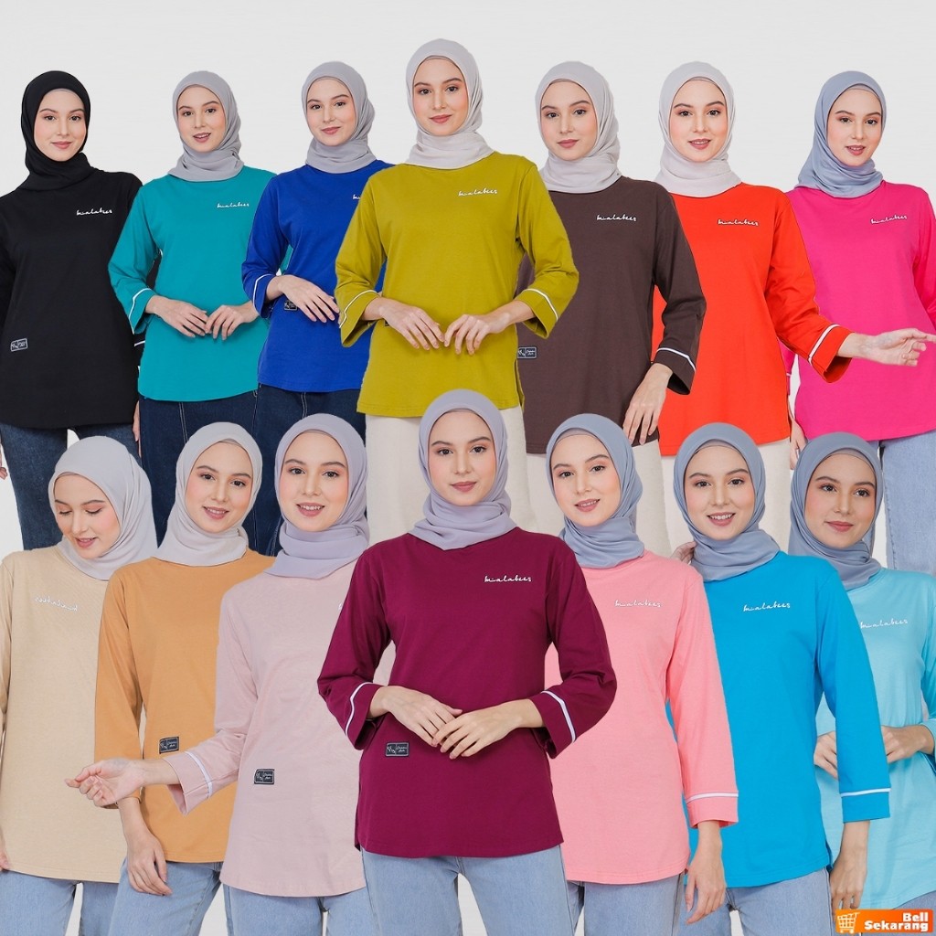 Atasan Wanita Kaos Lengan Panjang Muslim Cotton Combed 20s Premium Terbaru Kekinian Original