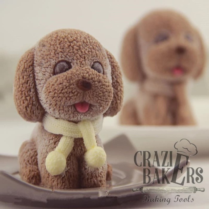 Cetakan Silikon Fondant Anjing Toy Poodle Dog 3D - Putih