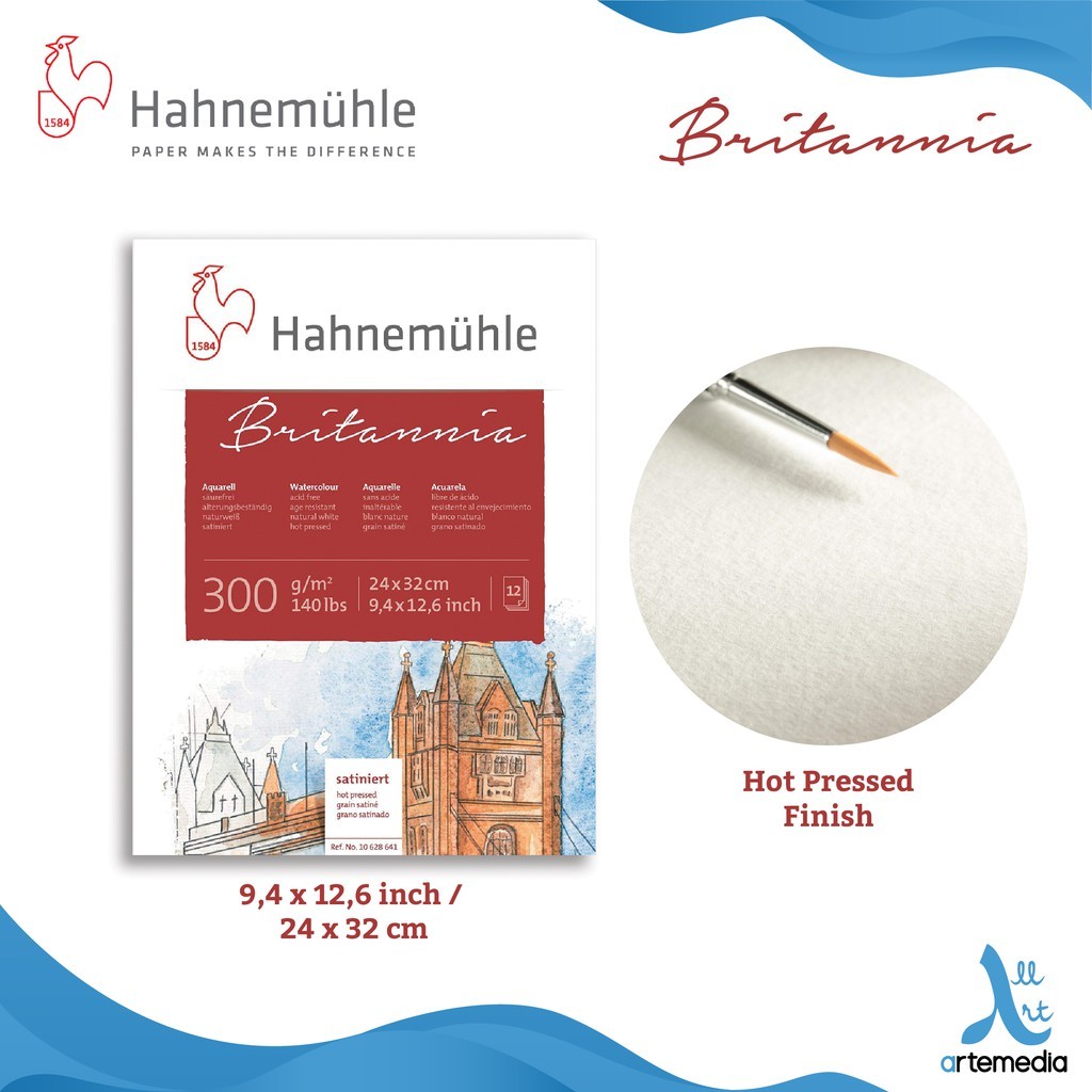 

Gramedia Surabaya - Hahnemuhle Britannia Watercolor Pad 24x32cm Paper Block HOT PRESSED