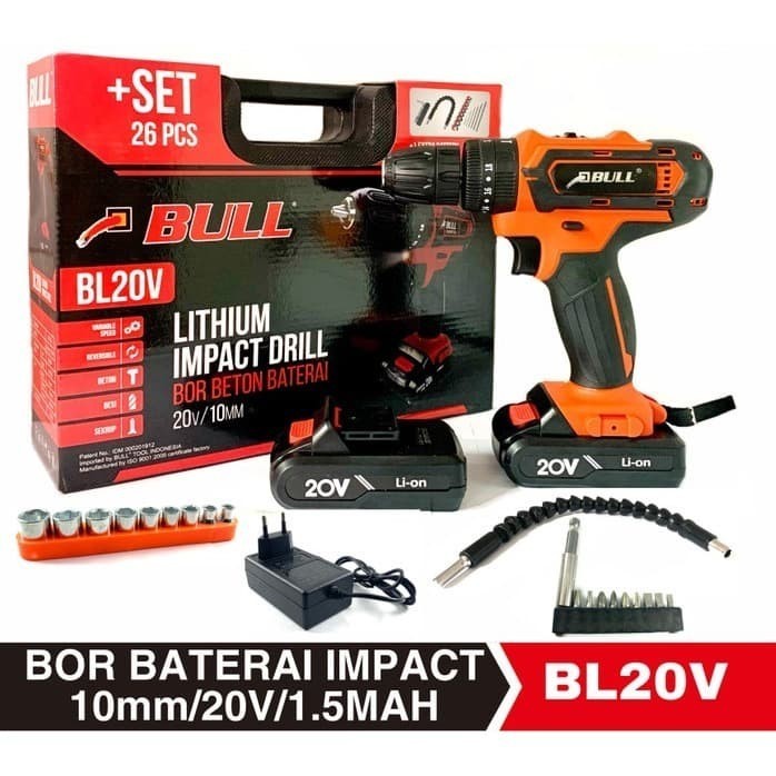 BULL BL20V MESIN BOR 20V 2 BATERAI BETON