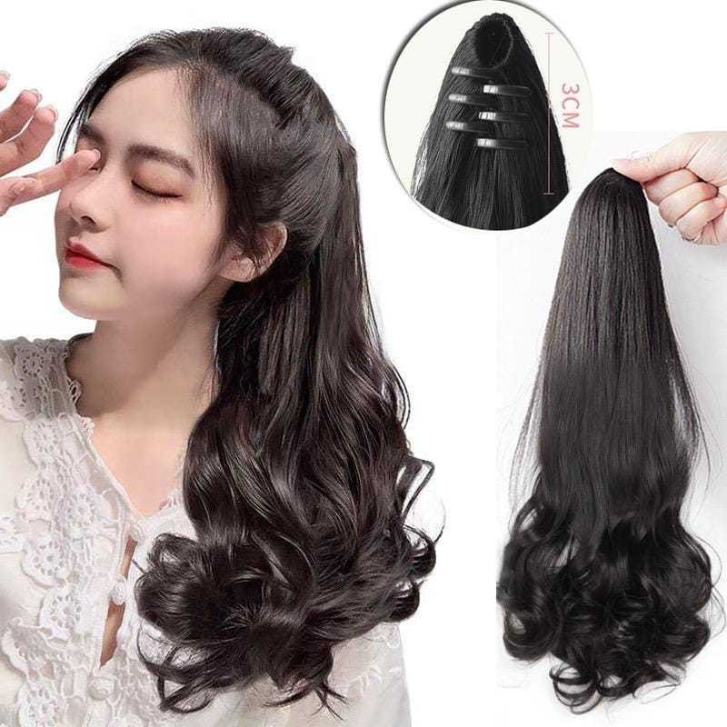 JEPIT RAMBUT PALSU GELOMBANG / JEPIT RAMBUT PALSU TEBAL DAN PANJANG / RAMBUT EKOR KUDA