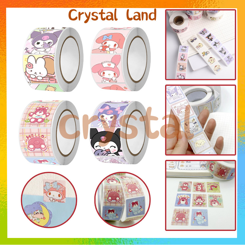 

Stiker Roll Sanrio Sticker Bulat Roll Kuromi Melody Hello Kitty Purin Cinnamon