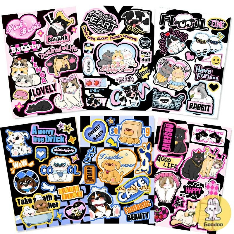 [COD] Stiker retro Amerika  stiker DIY buku pegangan gaya keren yang manis  stiker hewan lucu -GD