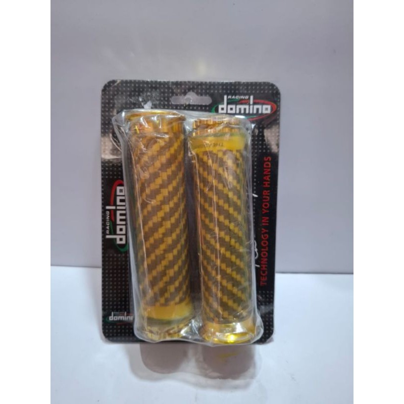 grip domino+ ring kuning variasi CARBON universal handgrip