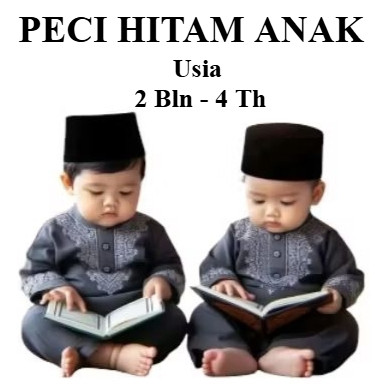 Peci anak bayi laki-laki kopiah balita songkok hitam anak umur 2 bulan - 4 tahun