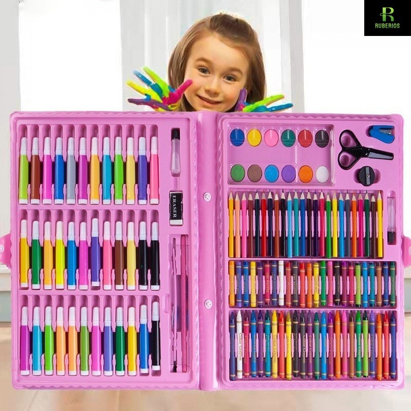 Crayon Anak Set Koper 150 in 1 Crayon Mewarnai dan Melukis Lengkap dengan Cat Air - Hangyan