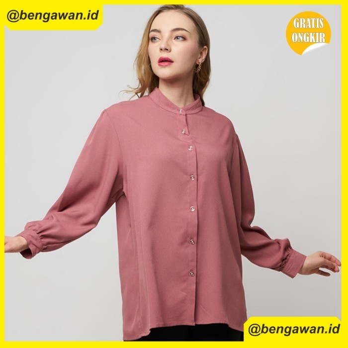 (MONE) Monellina 601229 Blouse Koko Oversize Wanita Lengan Panjang - Salem, XXL